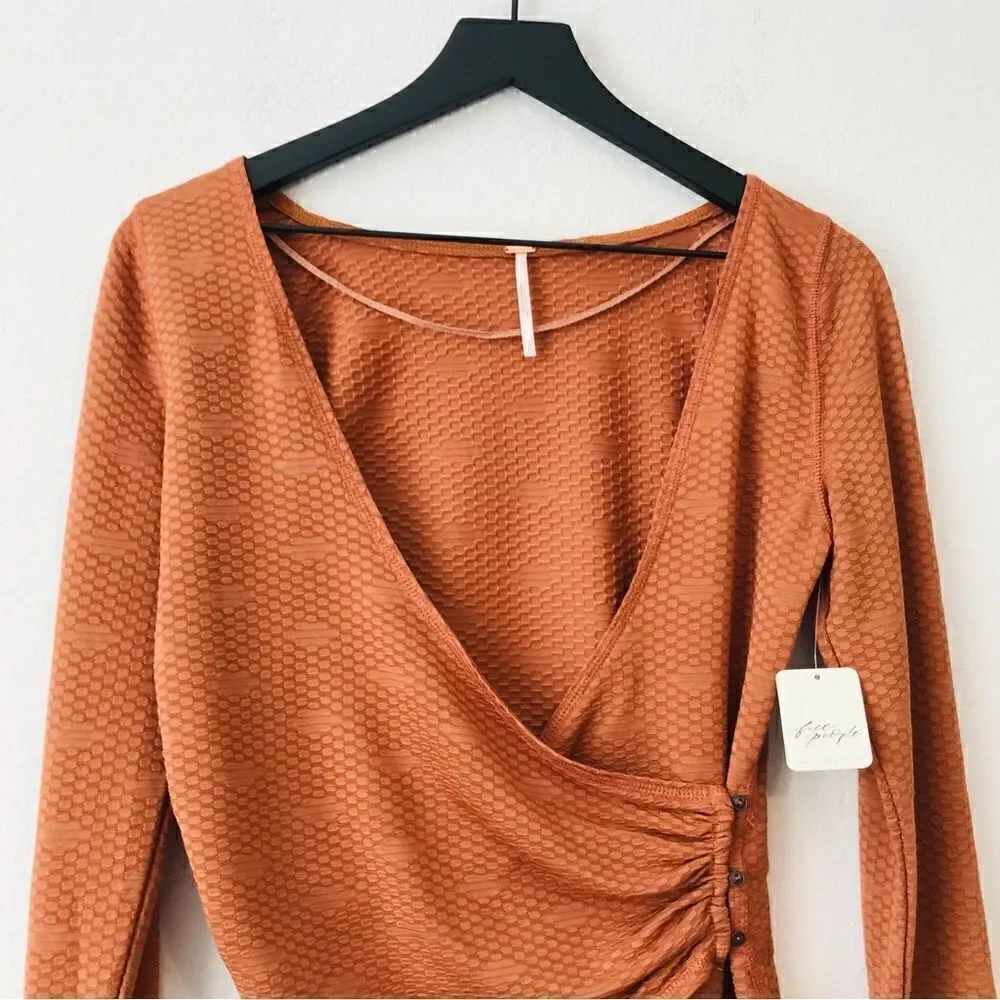 New! Free People Penny Top in Mesa Combo Rust Burnt Orange